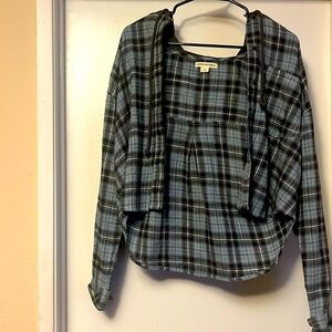 Crop flannel with hoodie